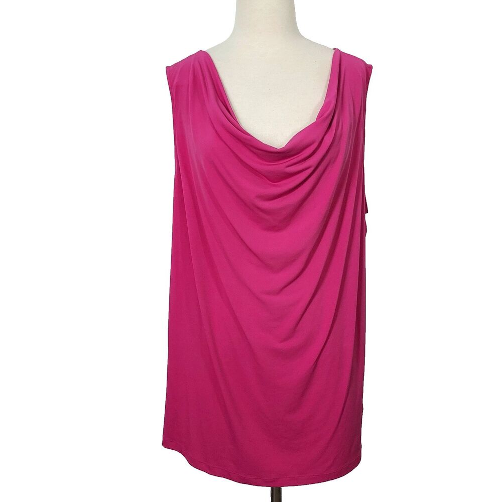 GEORGE Women's Plus Size 4X Sleeveless Cowl Neck Pink Tank Top Shirt Stretch